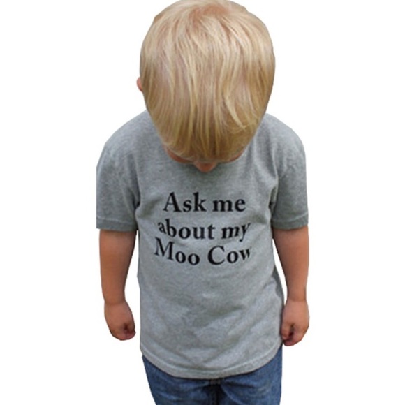 🆕 Boys Gray "Ask Me About My Cow" T! 🆕 - Picture 3 of 4